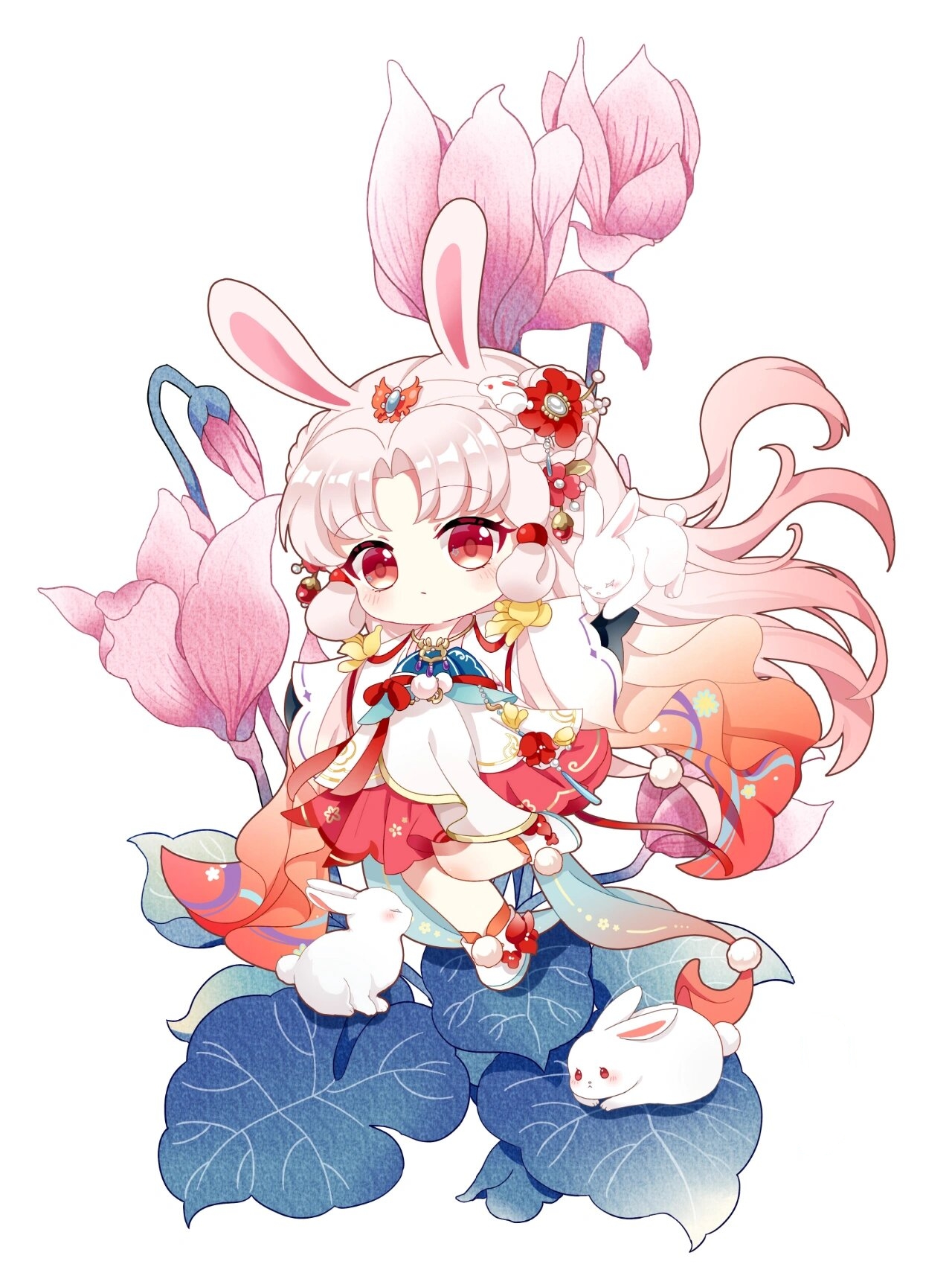 原创十二生肖卯兔q版国风拟人 今天带来的是十二生肖系列兔拟人的插画