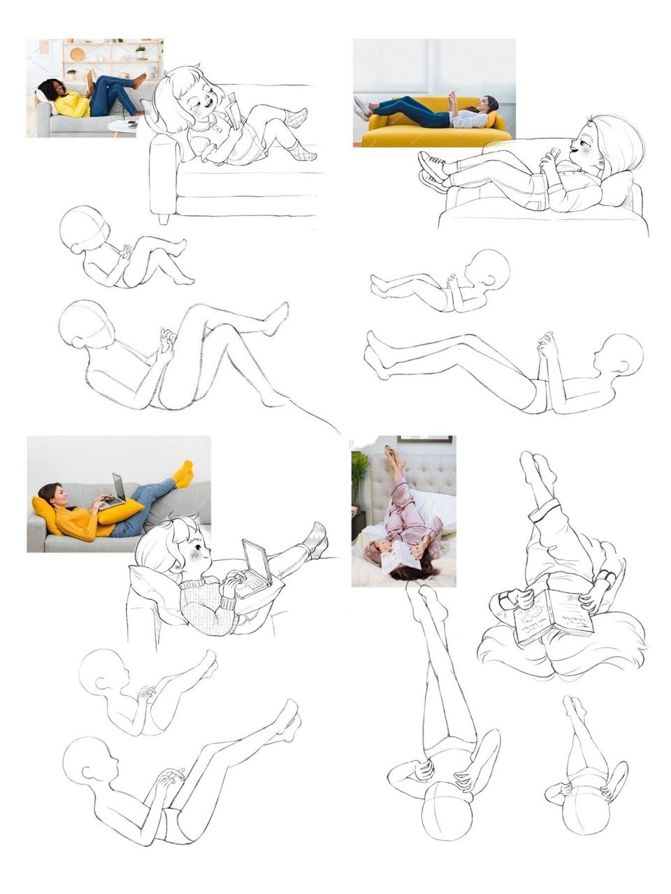 人物动态速写|躺姿2-5 练练练