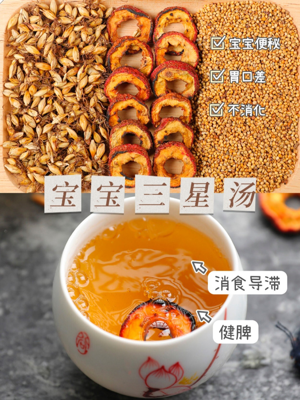 宝宝便秘胃口差,消食导滞就靠这碗三星汤 从孩子出生开始,家长就会不