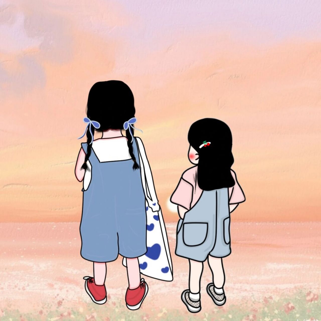 原创手绘兄妹兄弟姐妹姐弟头像背影可爱 是哥哥,是妹妹,是未来为彼此