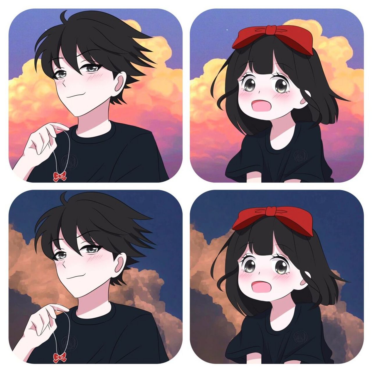 "你项链掉了哦" #画画# #情头# #情侣头像# #动漫头像# #动漫情头