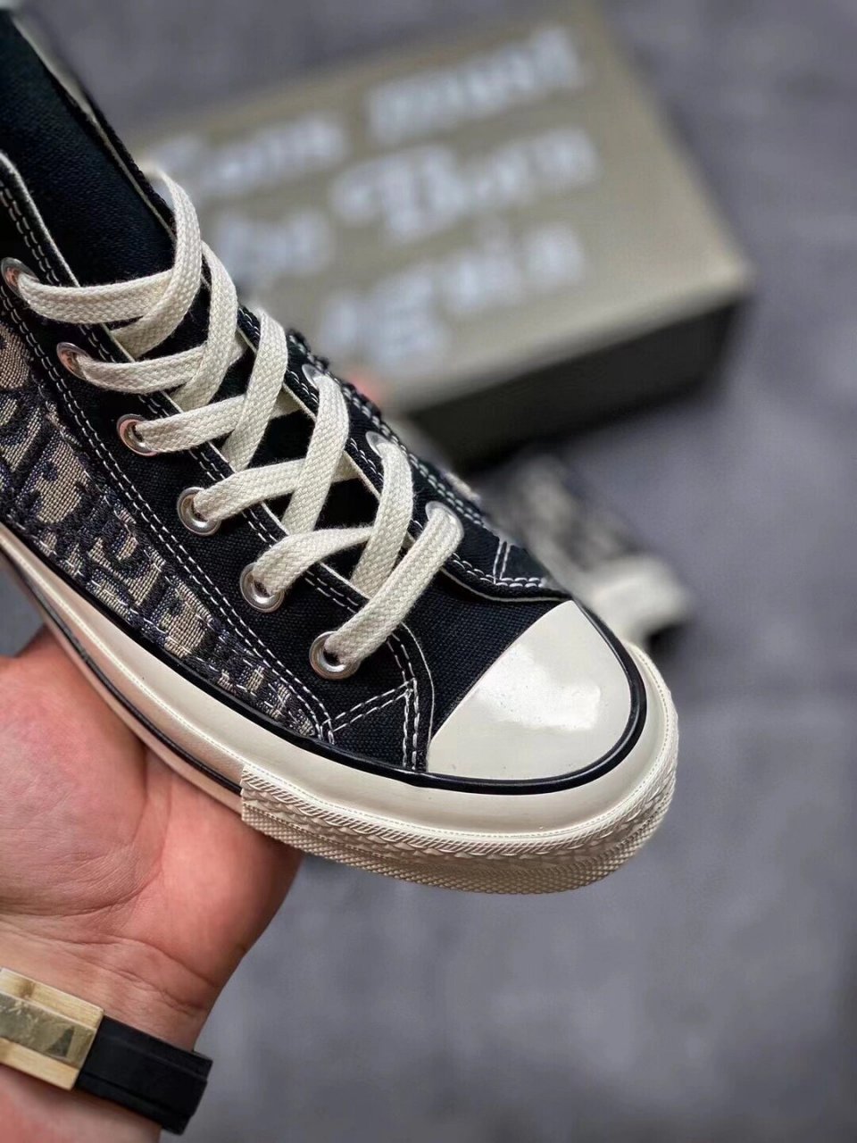 匡威 x 迪奥联名款 黑色 原厂dior老花布 迪奥与耐克联名不断 作为