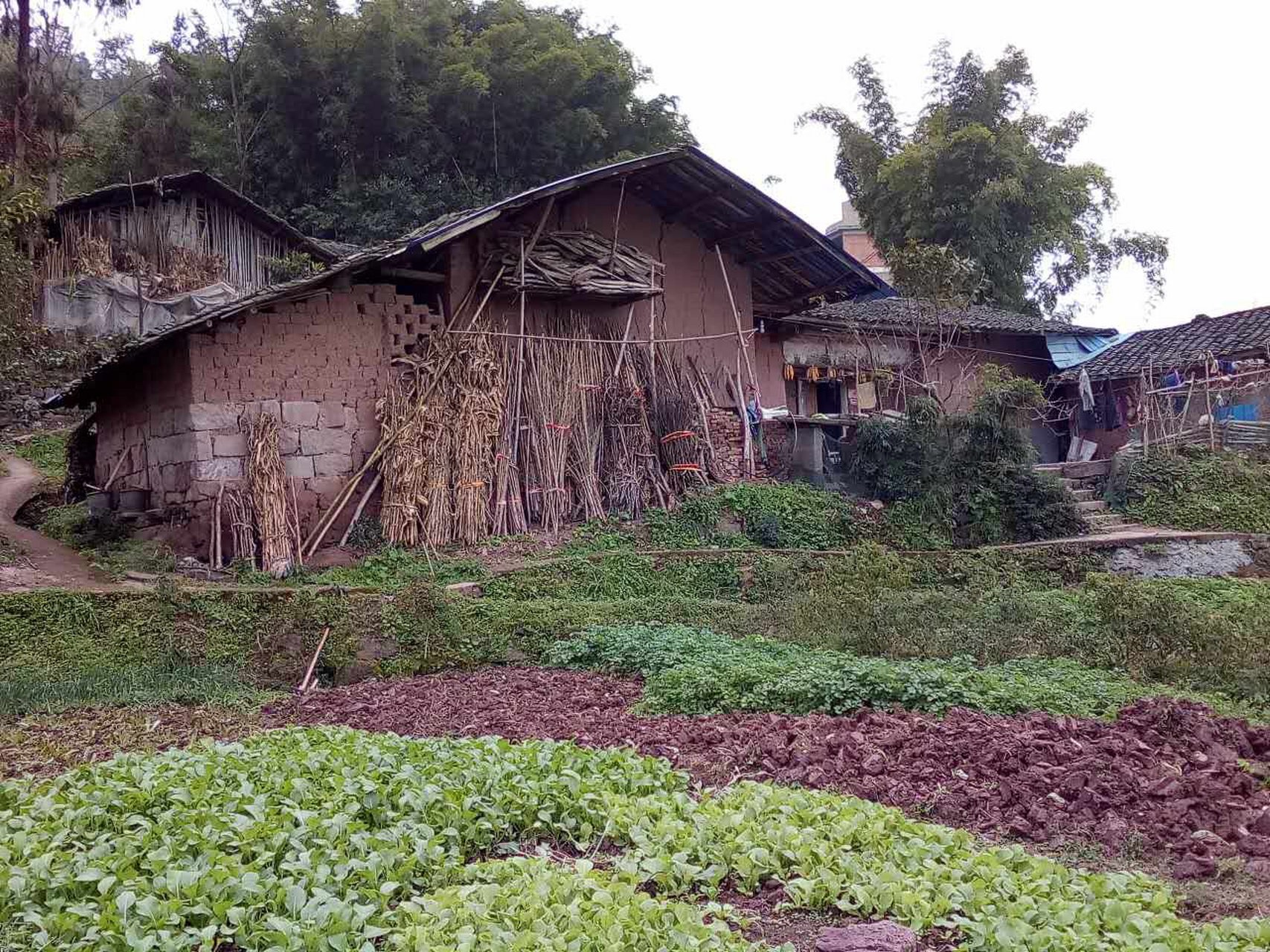 云南山区自建房过程全记录,建房辛苦但快乐 首先说一说老房子吧,该