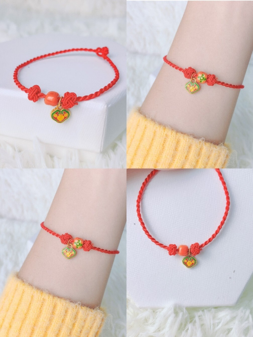 百搭平价 小克重的"柿柿如意"足金手链来啦[庆祝] 小巧精致的柿子与