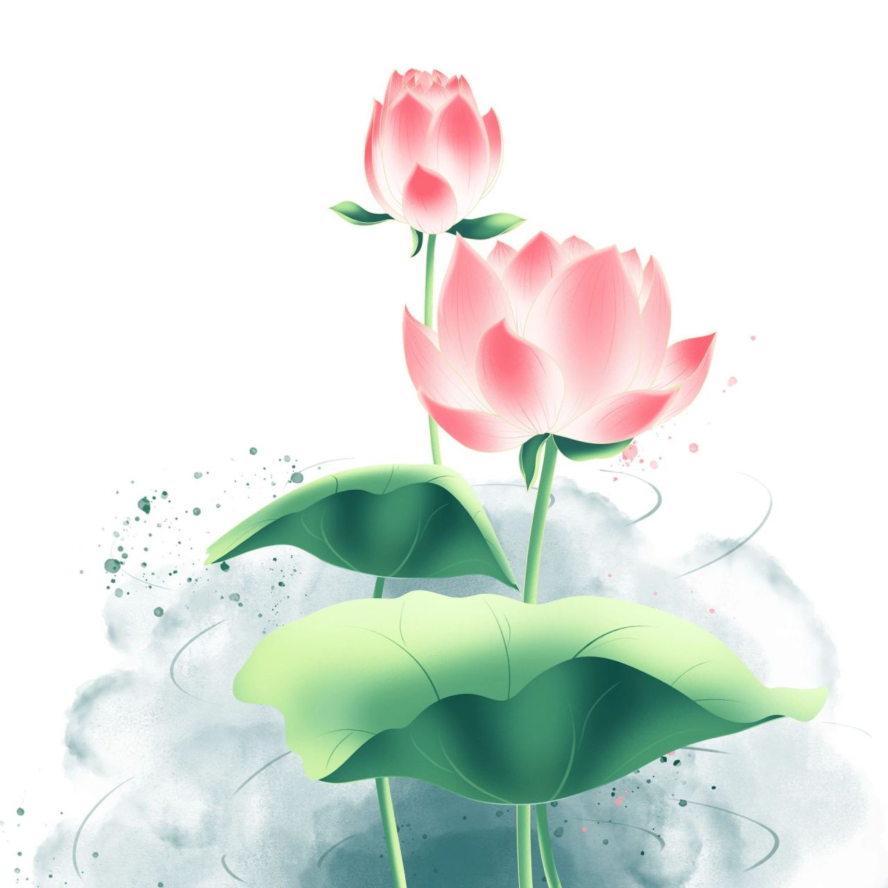 古风97水墨荷花免抠素材03 今日素材9615