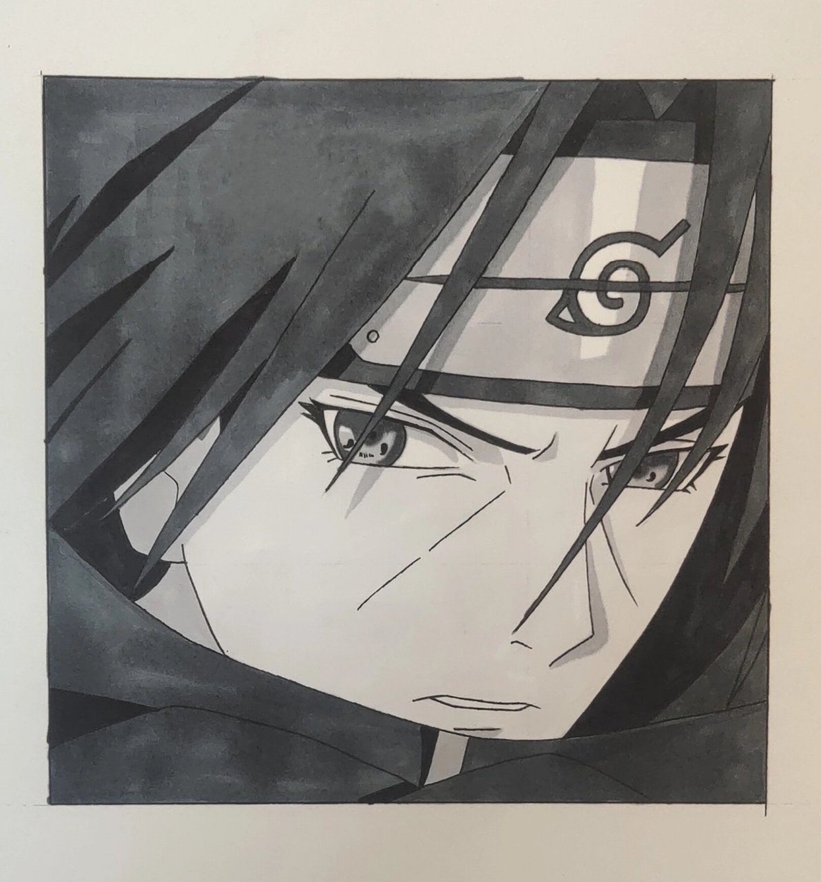 宇智波鼬手绘过程 色号 头发 cg7 120 衣服 cg7  120 护额cg3 cg5 cg7