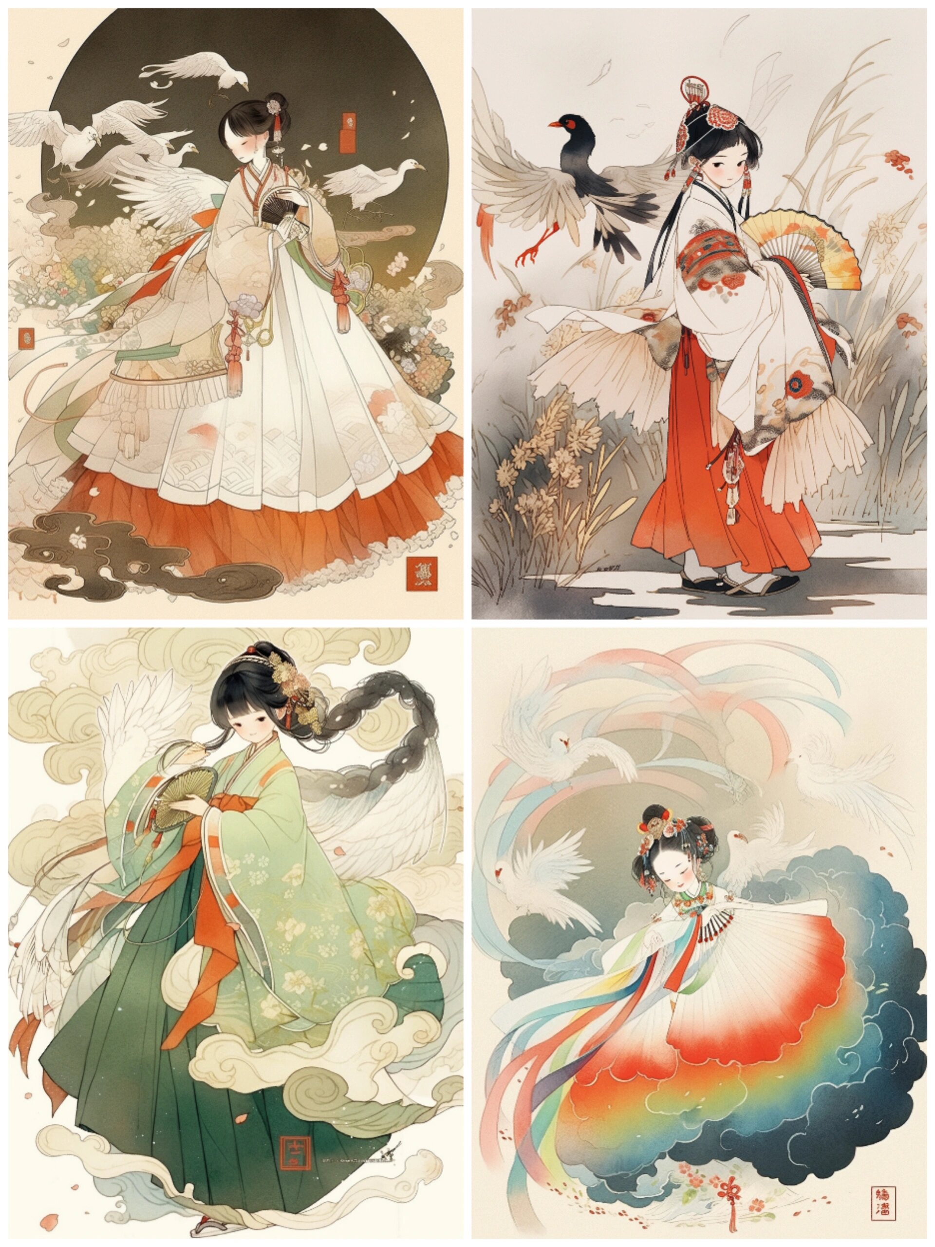 ai绘画|古风萌系少女头像