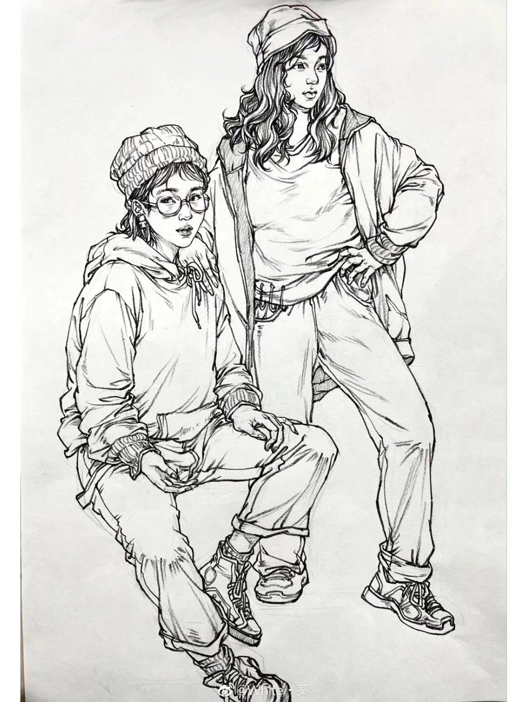 细节党必冲!超适合临摹的双人组合速写