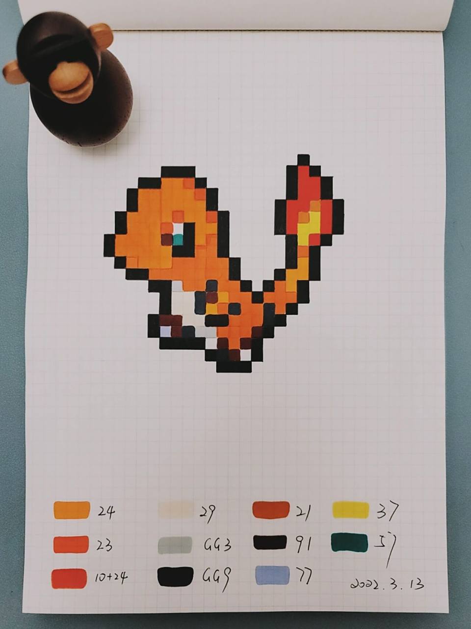 宝可梦/宠物小精灵—小火龙    (临摹) 本98:b5网格本 尺寸:10.