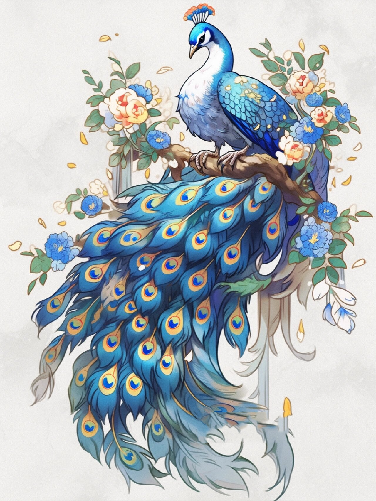 ai版超精致·孔雀插画素材合集