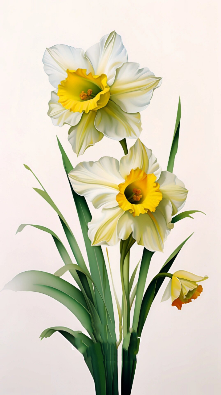 水彩:水仙 中国水仙花的花语是:多情,想你,自尊,自信,思念,团圆.