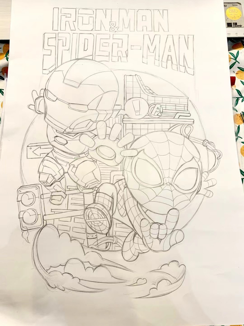 超级英雄系列——钢铁侠&蜘蛛侠插画绘画过程 新的超级英雄系列马克笔