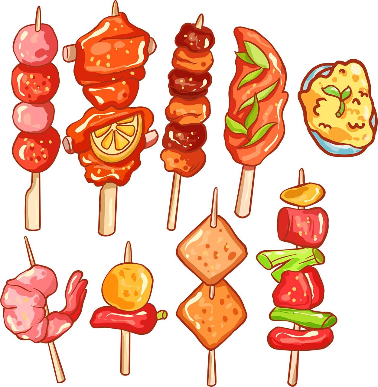 免扣素材|夏日烧烤7715串串食物png元素 今日素材分享 夏日炎炎