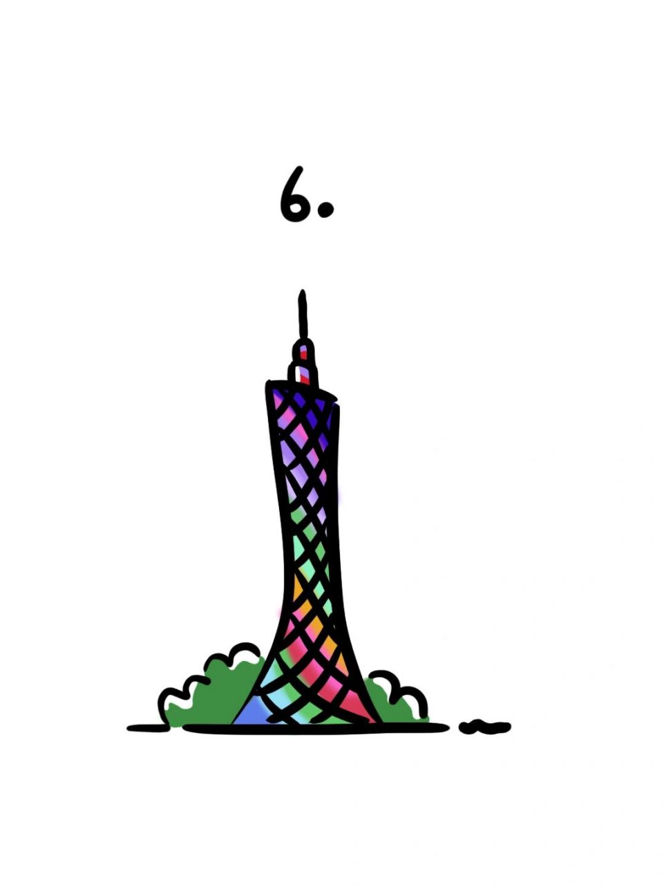 广州塔小蛮腰01 建筑简笔画教程 广州新地标广州塔-小蛮腰,你去看过吗