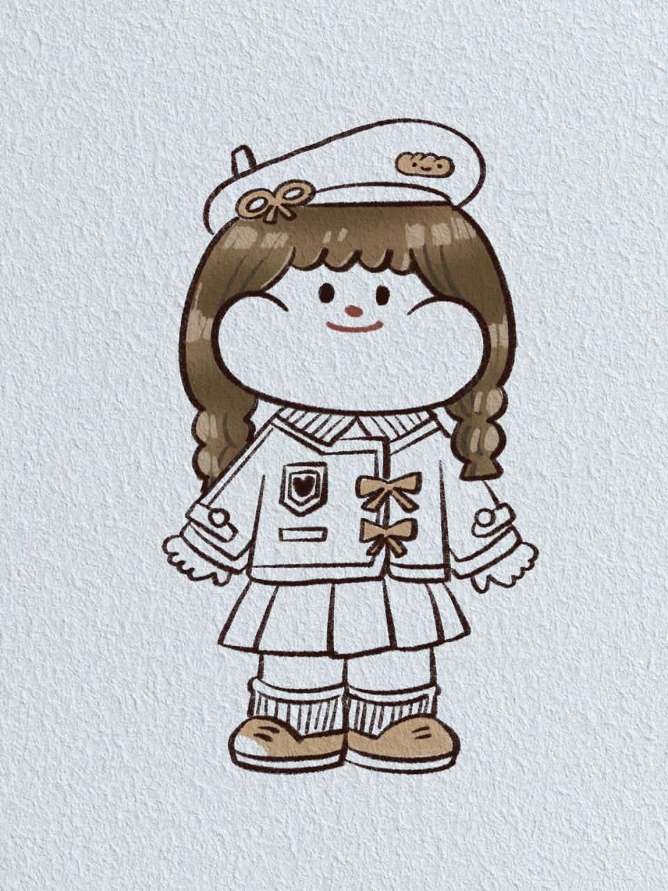 简笔画教程|今天画可爱滴肉球 学院风的肉球女孩