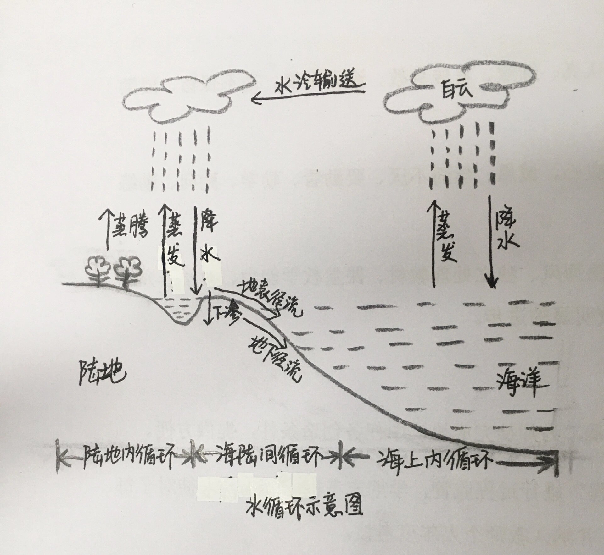 高一地理 3.1 水循环示意图