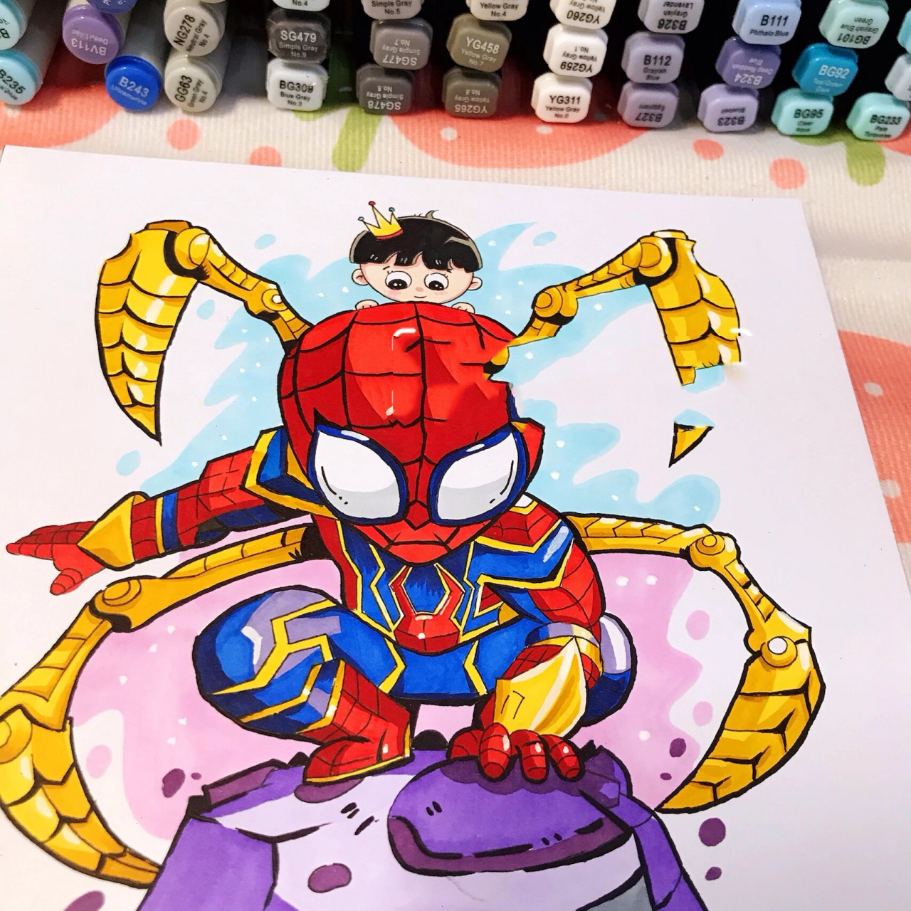 简笔画 | 漫威蜘蛛侠头像马克笔手绘附线稿 78今天没有直播,遇到了