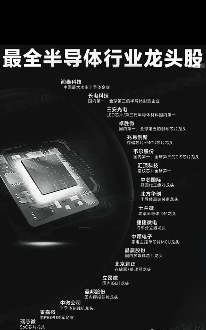 半导体芯片龙头股=半导体芯片龙头股排名