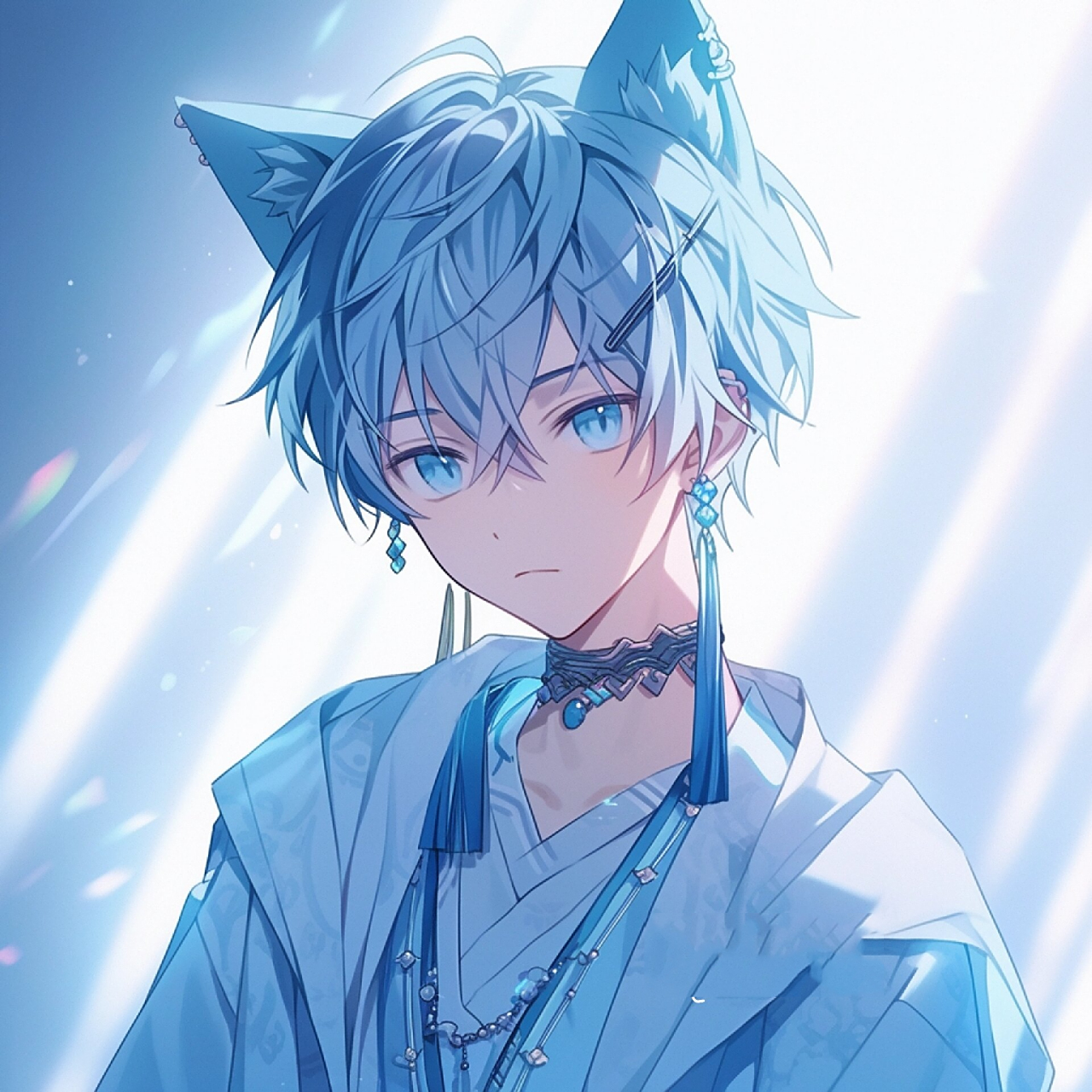 猫耳少年|蓝发|头像