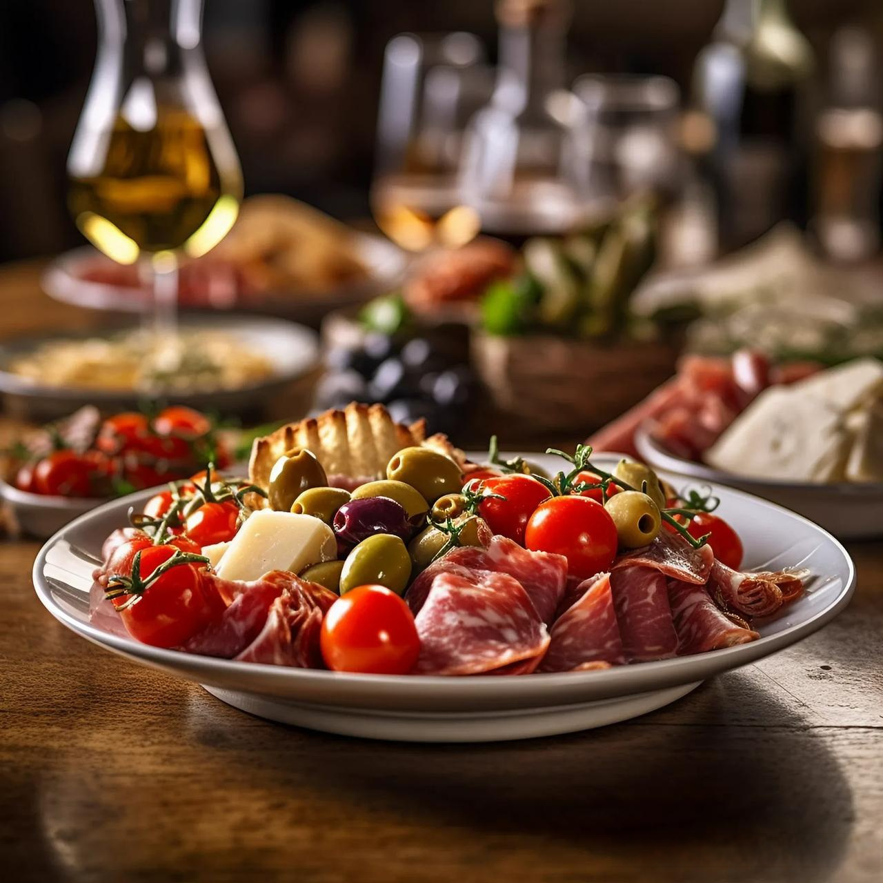 世界美食摄影|意大利美食  开胃菜拼盘 (antipasto):一份拼盘,包括