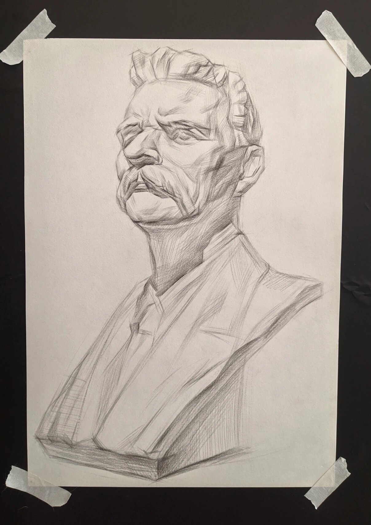 素描石膏像高尔基结构步骤图 收藏临摹吧