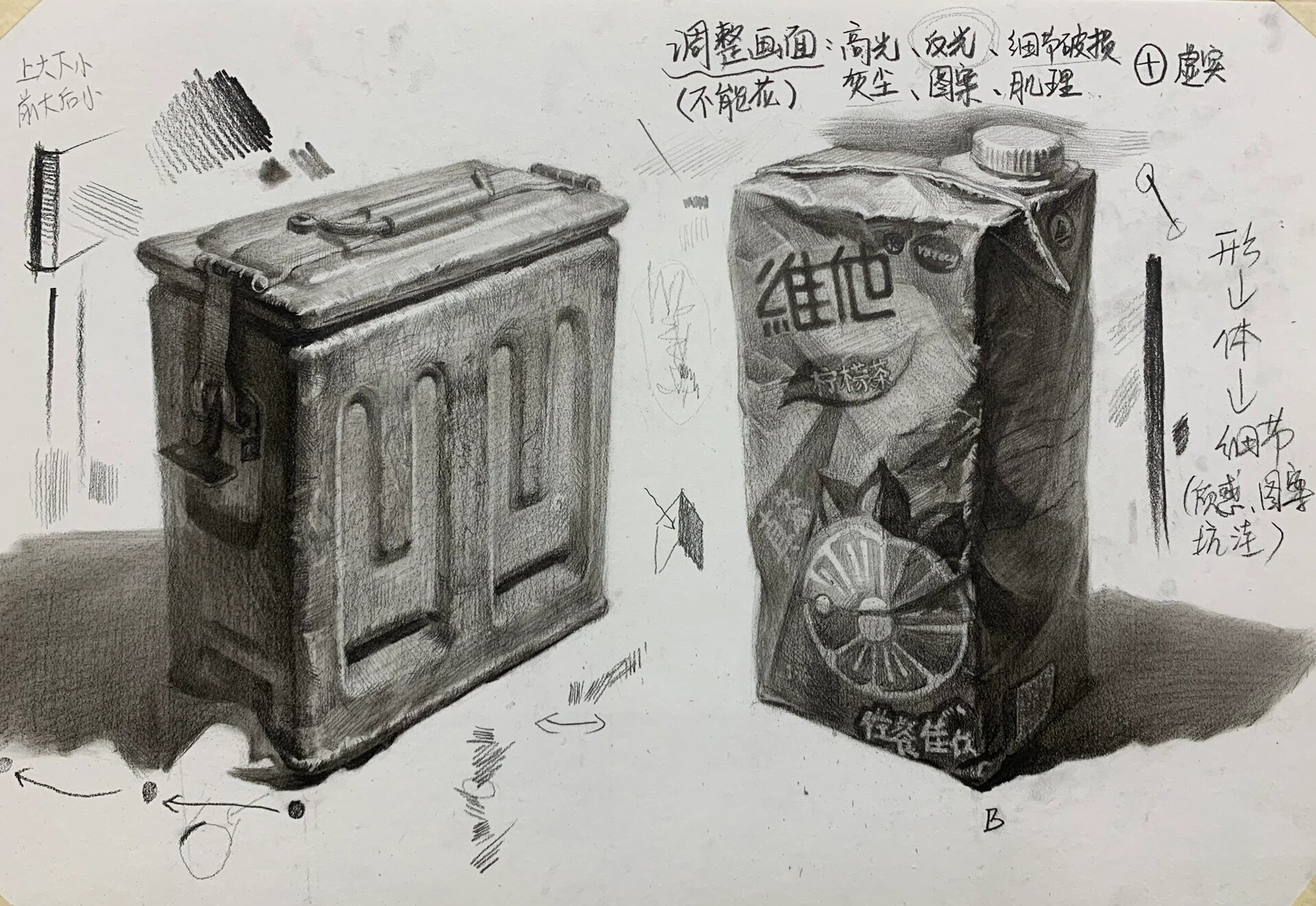 方体类素描静物单个训练 遇到复杂的物体: 16615最重要的是先去想