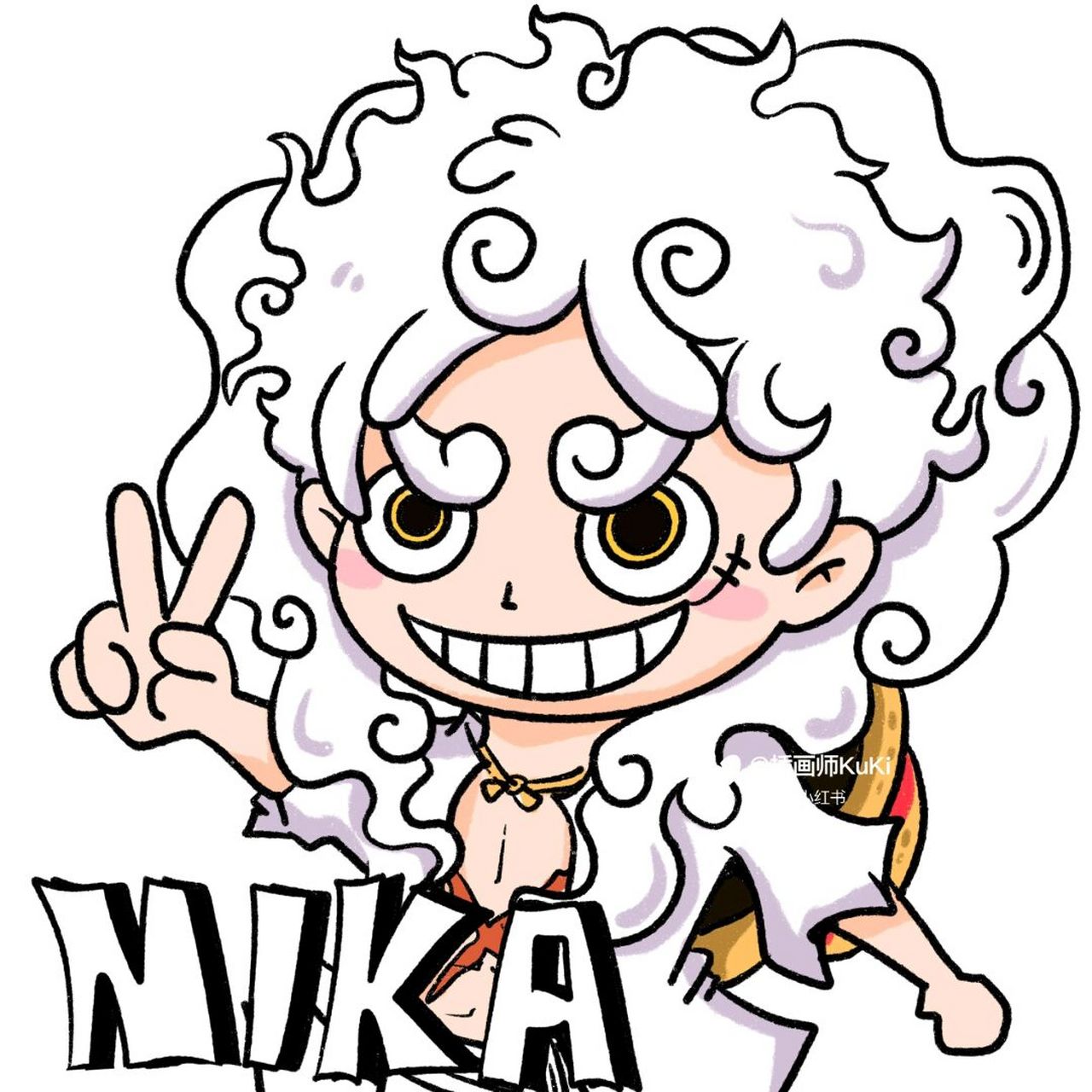 kuki插画—尼卡路飞 这周末动画就要上了 还记得看漫画的时候,热血