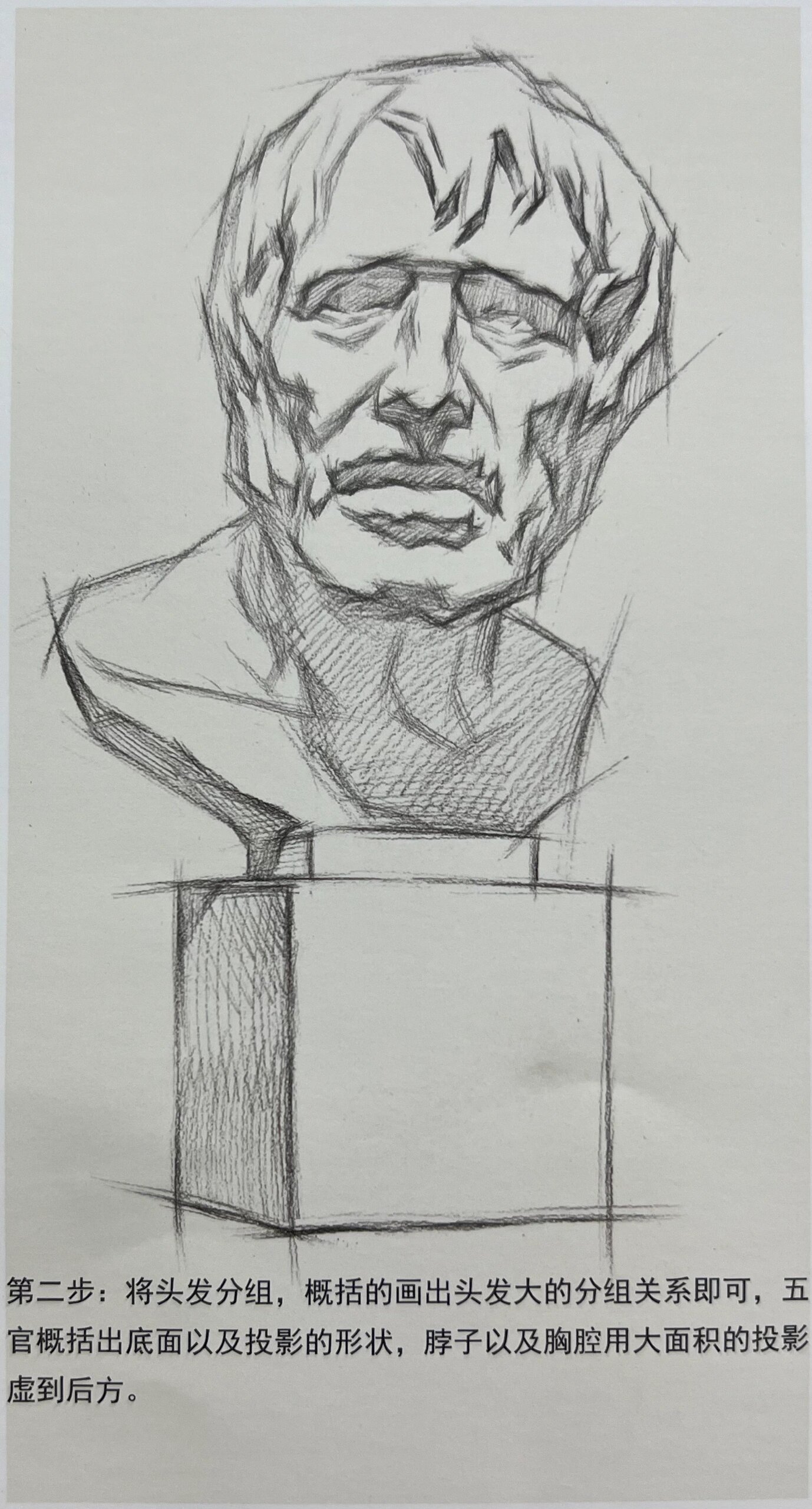 美院附中:素描石膏头像海盗正面步骤图来啦