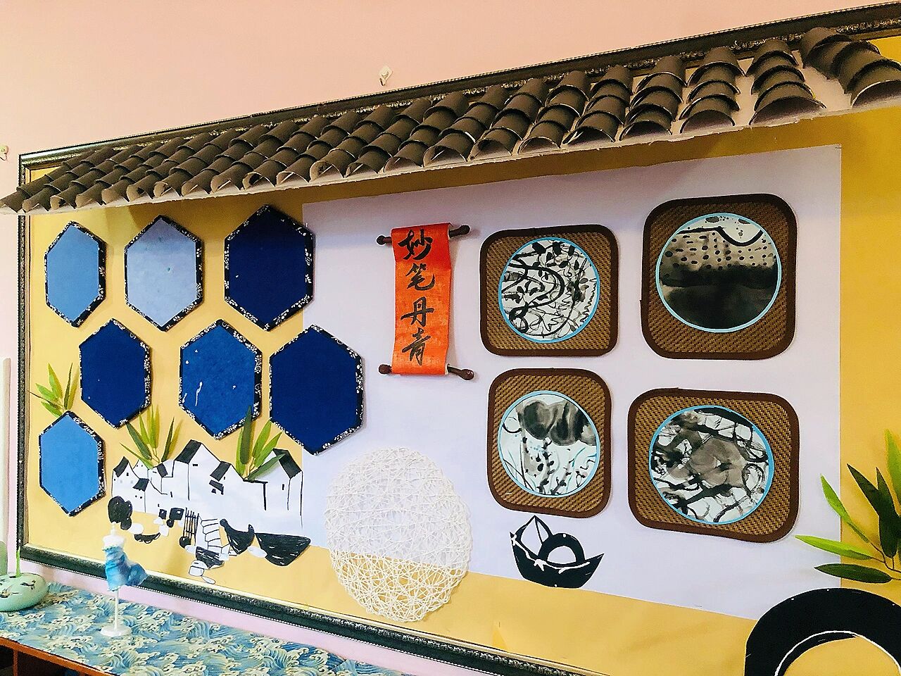幼儿园环创|中国风|水墨画 笔墨纸砚,是中国独有的文书工具,即文房