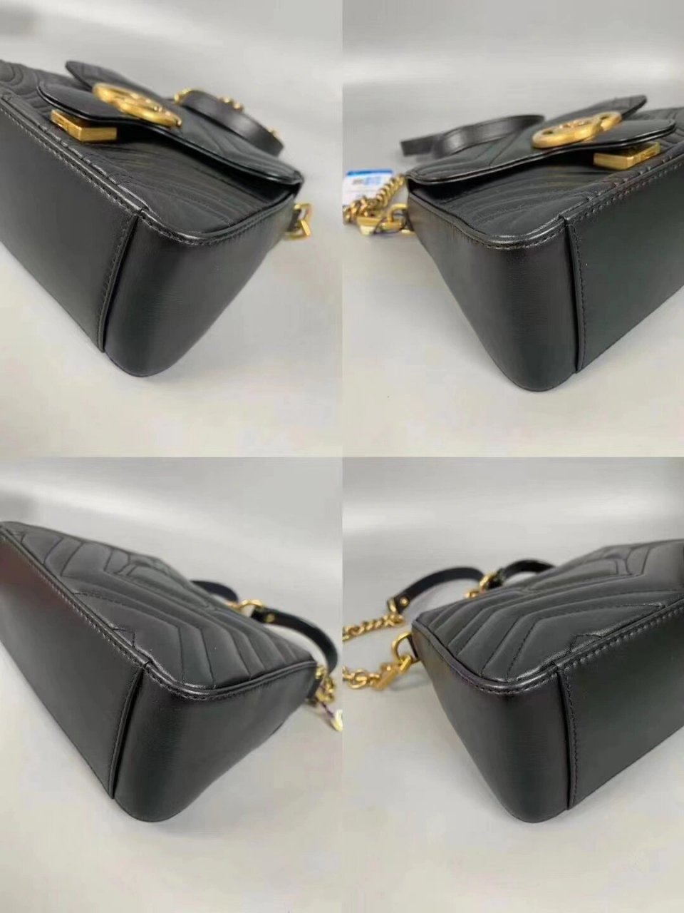 92156999元 0115古驰gucci  marmont mini马蒙黑金手柄邮差包