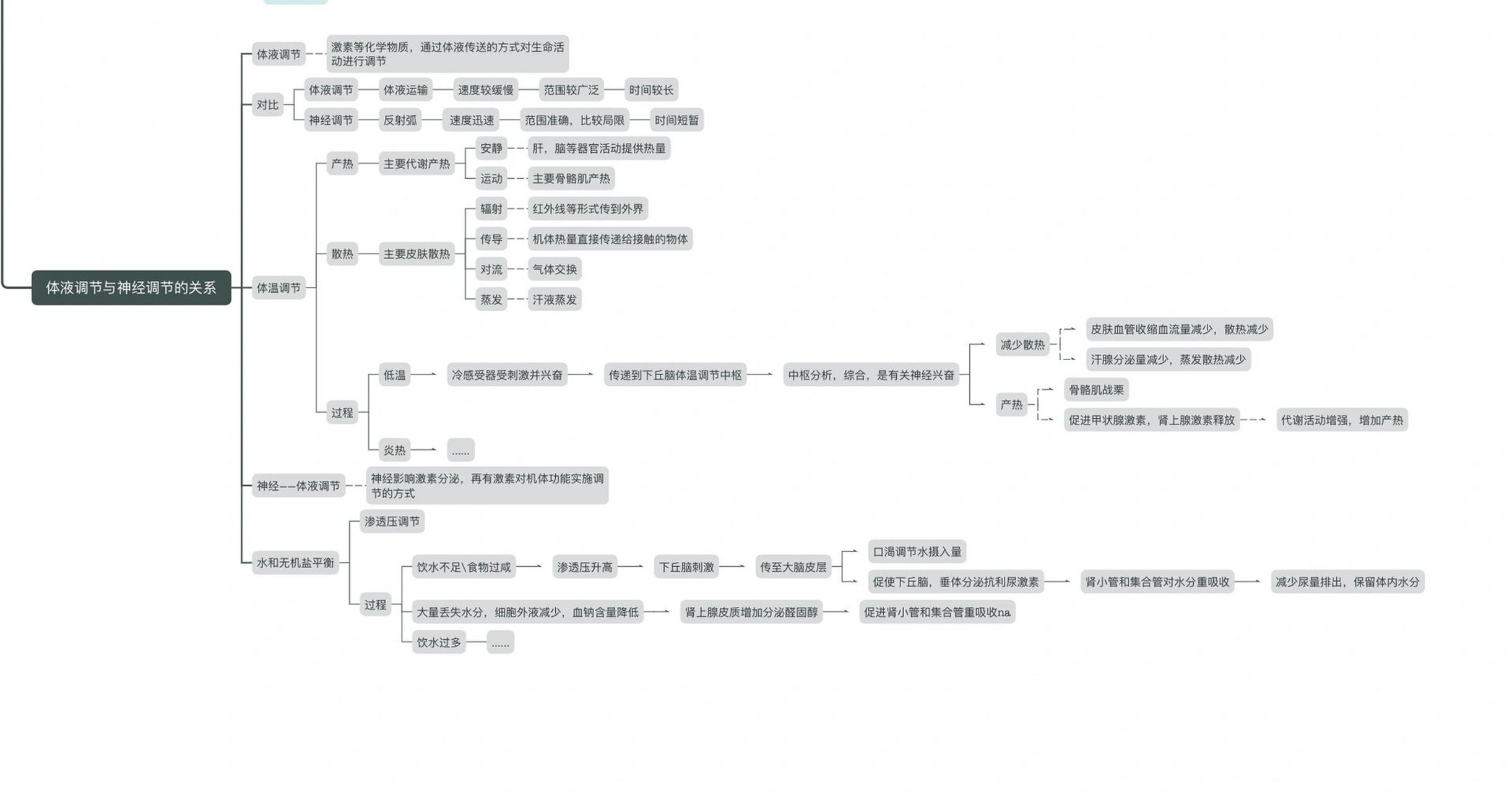体液调节的思维导图图片
