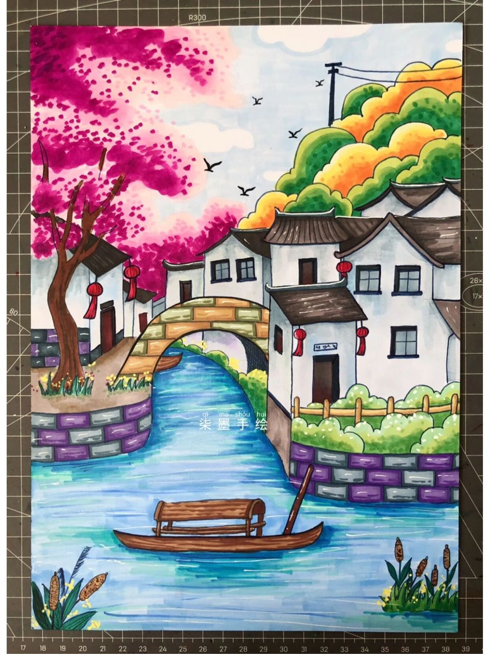 诗配画手抄报素材(原创)       马克笔手绘古诗配画