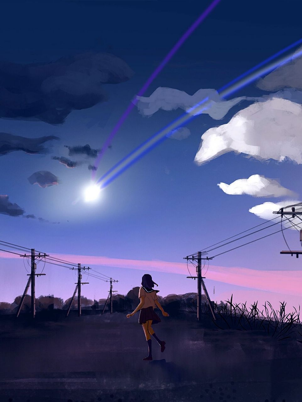 星空流星高清插画|壁纸分享 今天给大家分享一组, 夜晚星辰流星的壁纸