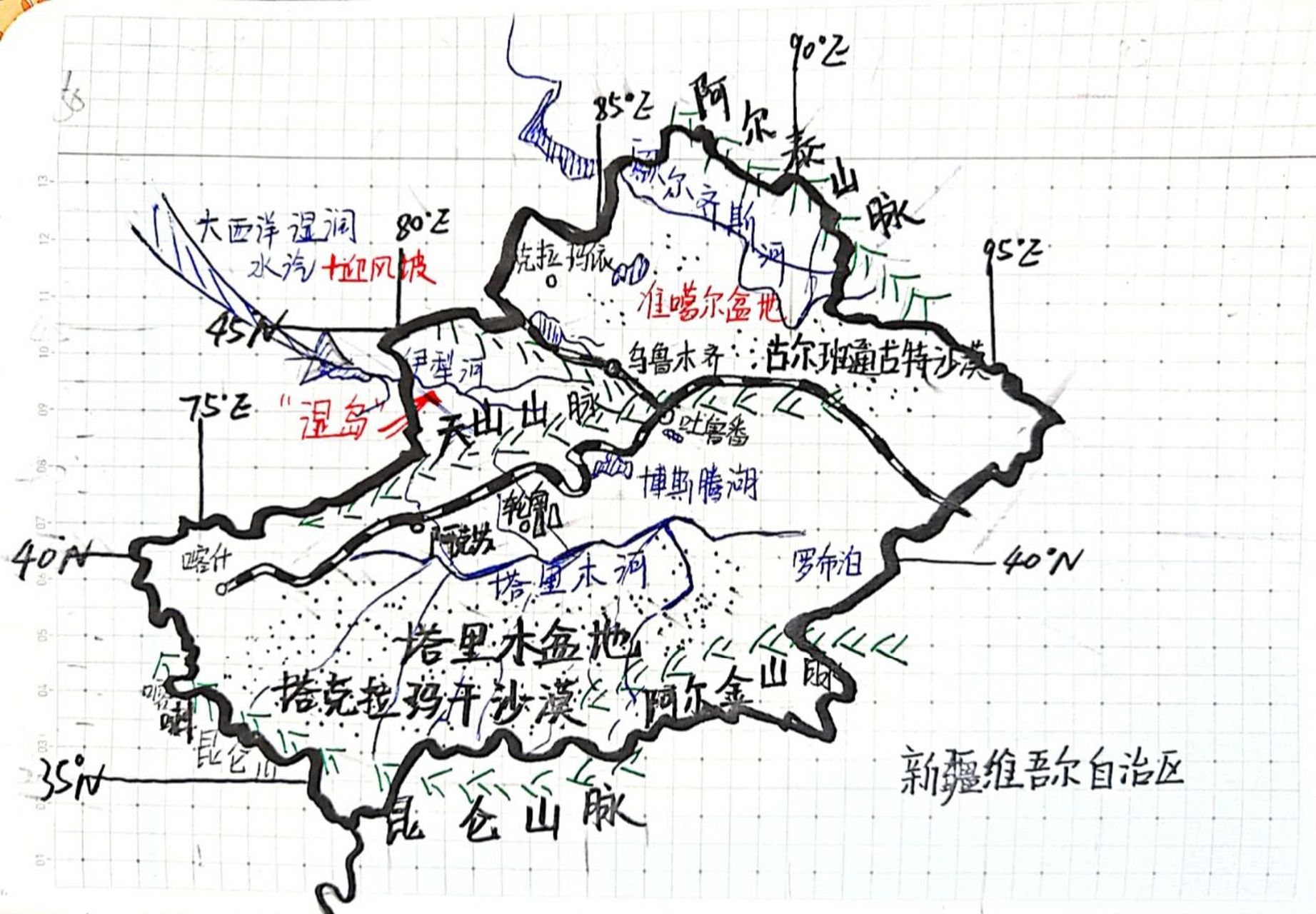 新疆地图简易图片