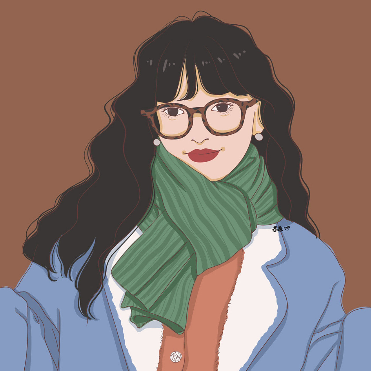 插画 | 头像 | 羊毛卷戴豹纹眼镜的女生 图片92