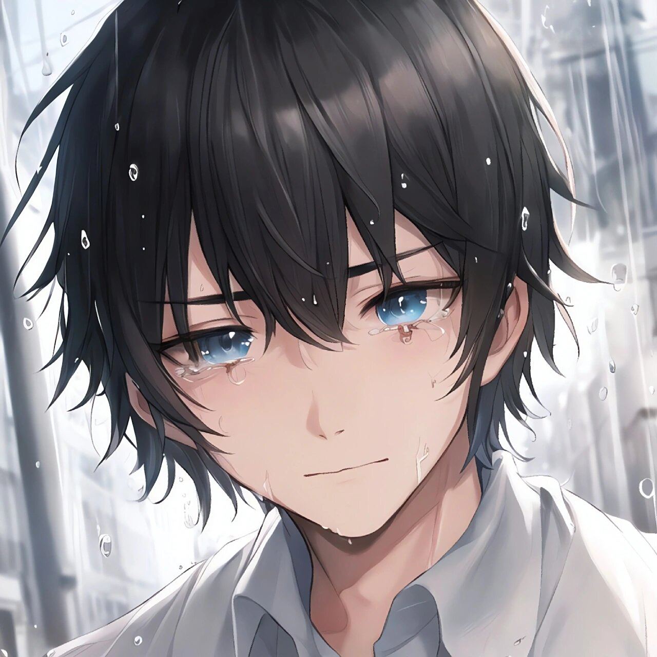 男生哭泣系头像01 《哭泣》01 泪水如雨滴般落下, 心中的悲痛无法