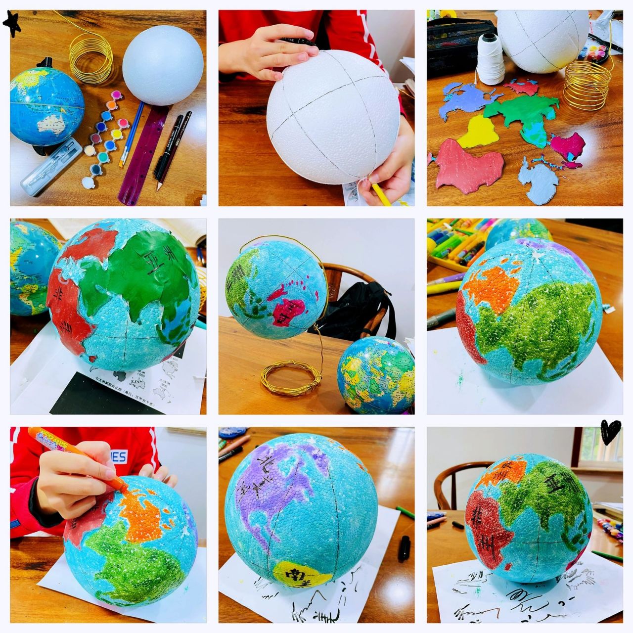 初一地理课地球仪亲子制作diy教程分享 照抄女儿的ppt内容 一,首先