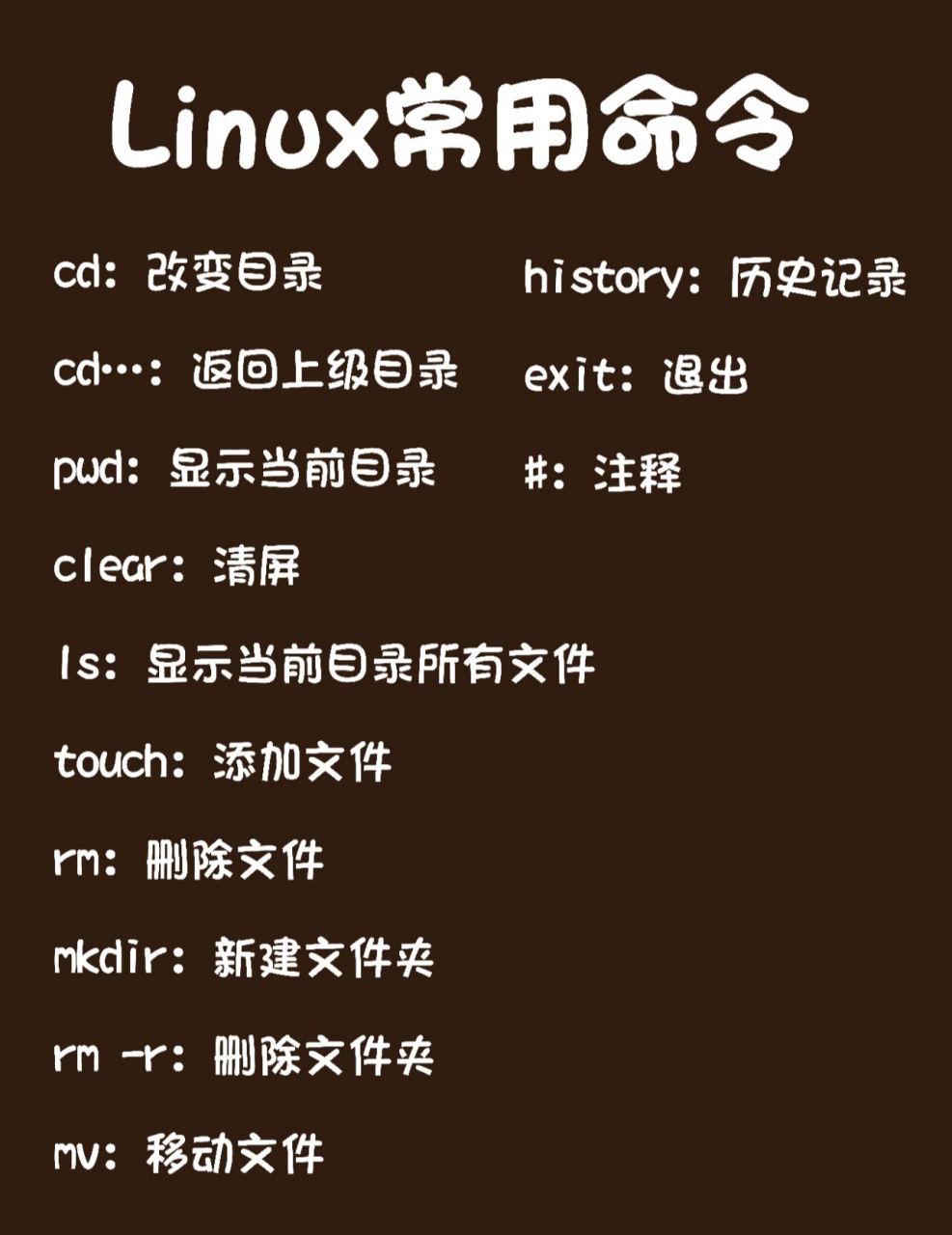 linux常用命令 cd:改变目录 cd…:返回上级目录 pwd:显示当前目录 cle