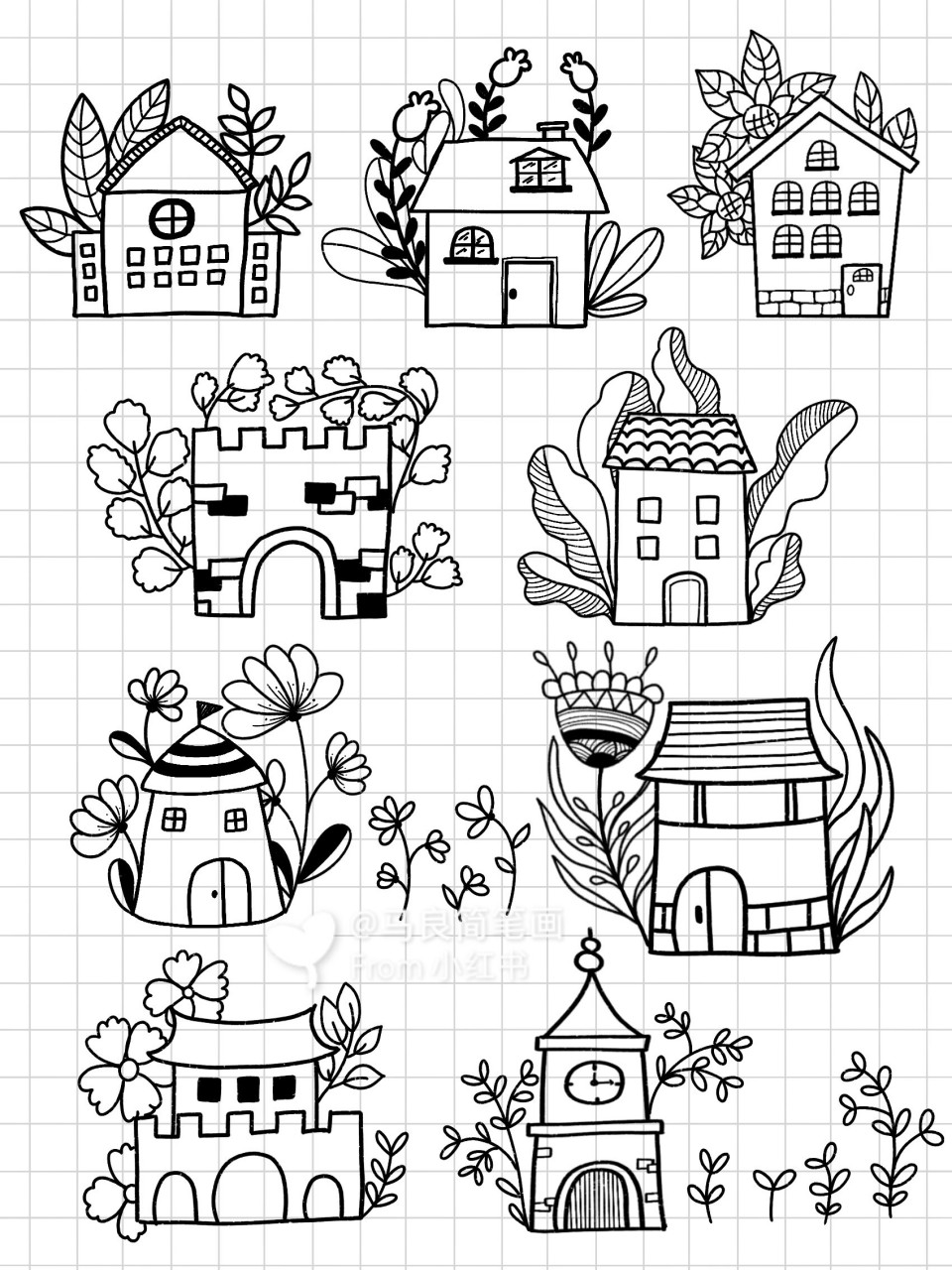 简笔画|小房子简笔画集卡通手帐手抄报素材 马住吧坚持更新
