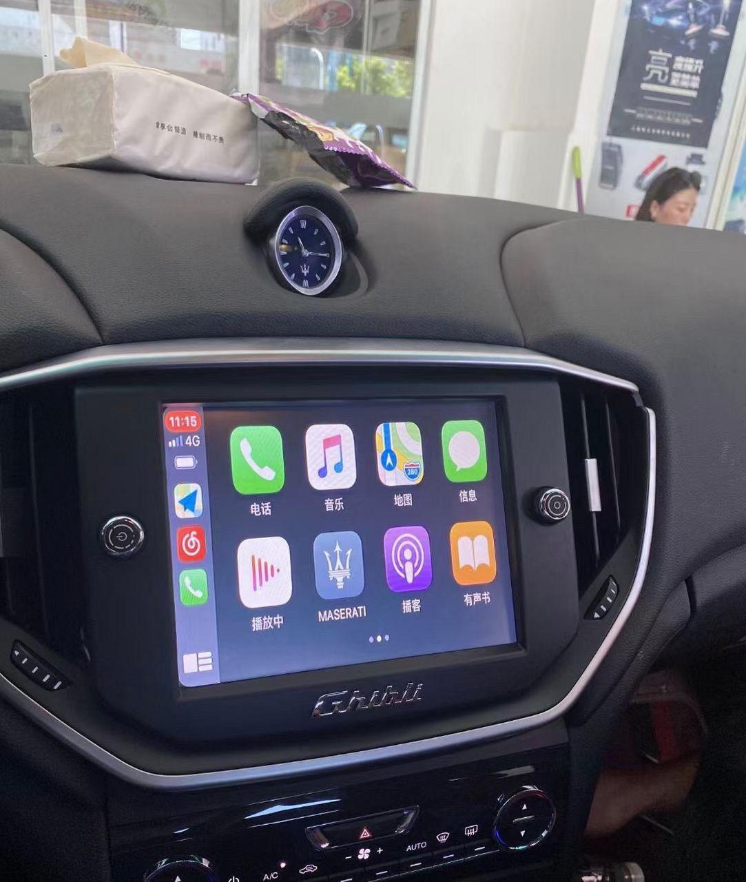 玛莎拉蒂吉博力苹果无线carplay完美投屏上车!