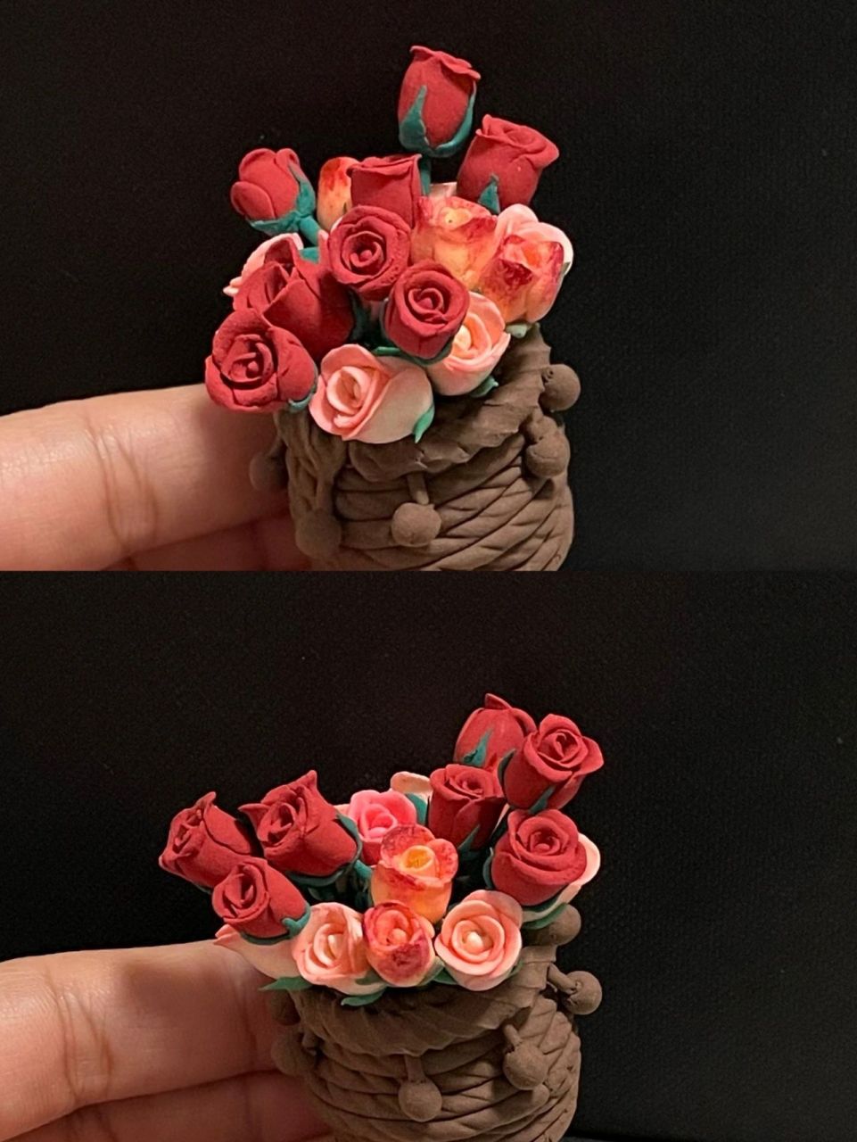 超轻粘土-红玫瑰花(附教程) 95很久没有捏玫瑰花啦～ 95这次的