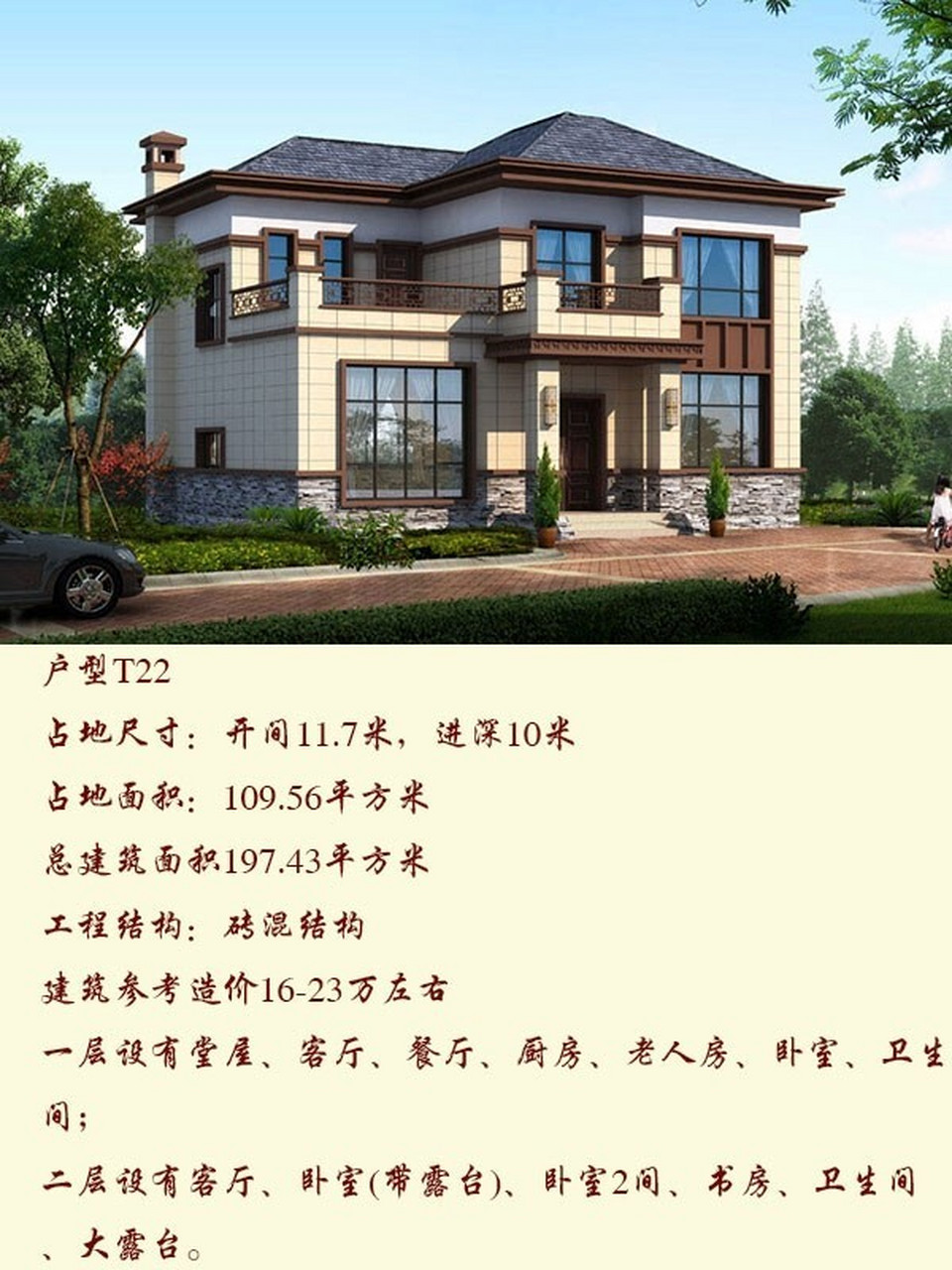 现代农村自建房75造价20万二层楼别墅设计图 99 现在农村自建房