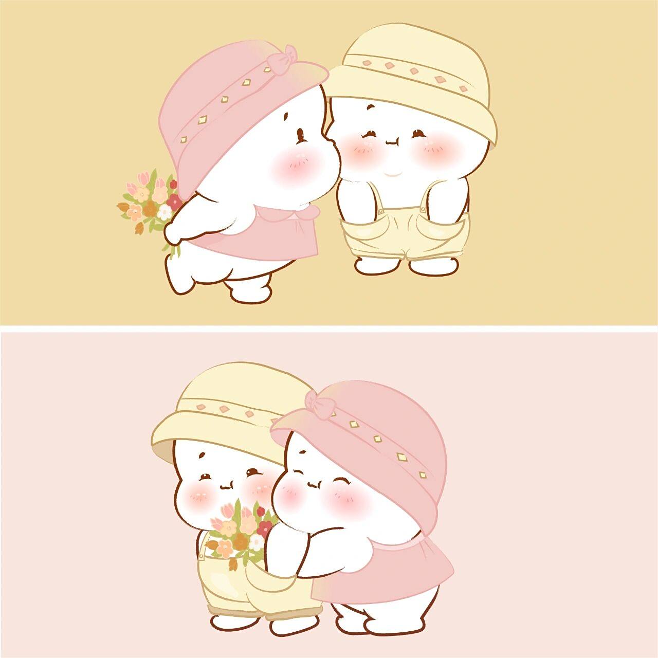 原创情侣头像|给你花花 原创卡通形象:小仓桑和小仓酱|情侣头像