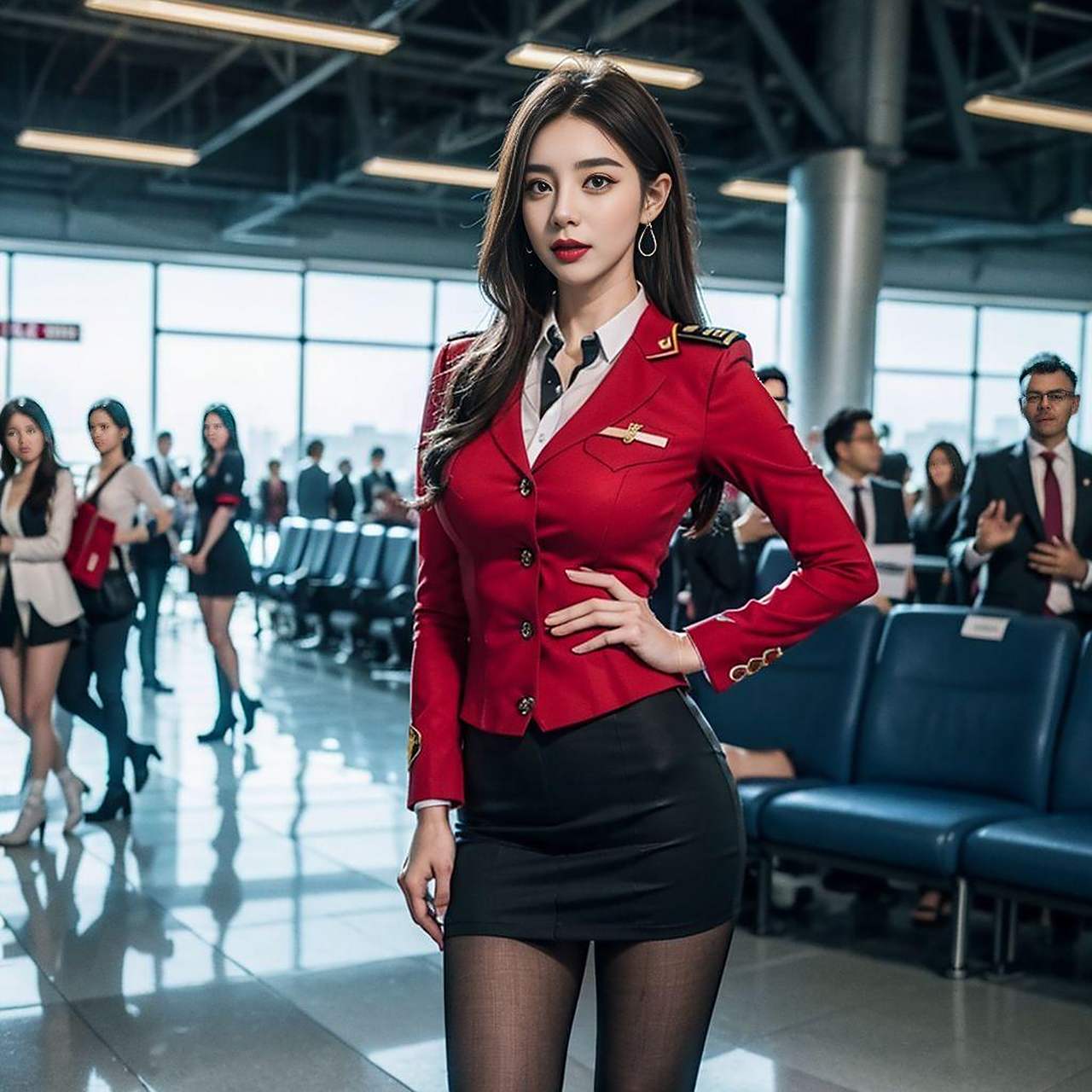 秋日生活打卡季     黑丝美女空姐:制服假日工作穿搭,高飞时尚新高度!