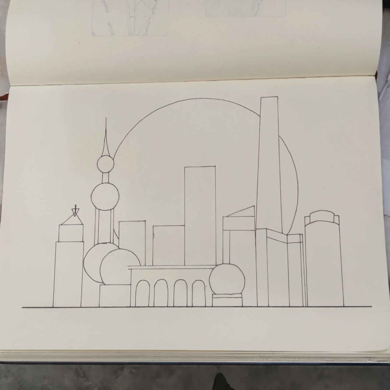 30上海外滩黑白简笔画】线描画创意 世上只有一件东西, 能始终经受住