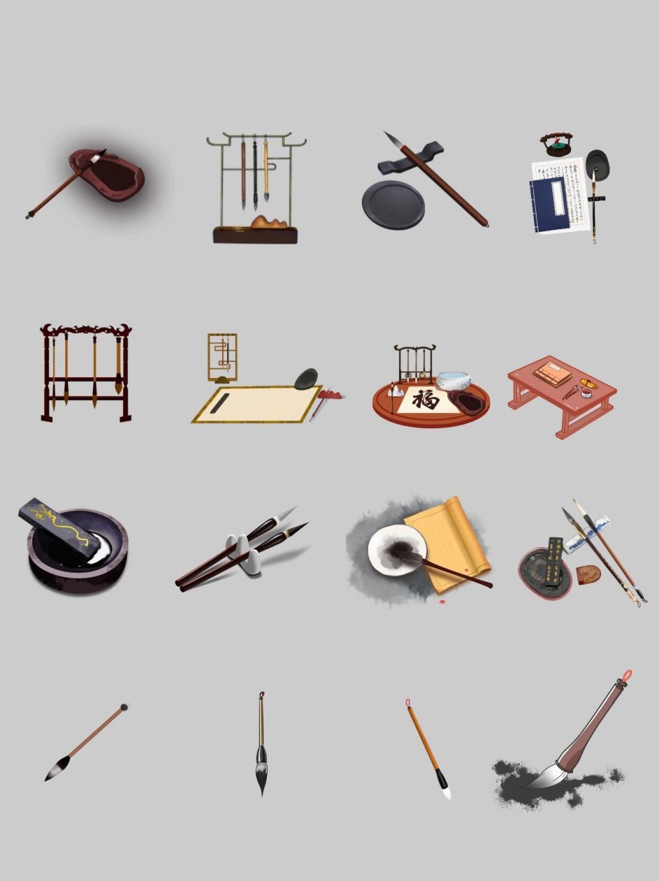 文房四宝|笔墨纸砚 png 免抠素材合集 🎨中国的文房四宝,🈯️笔