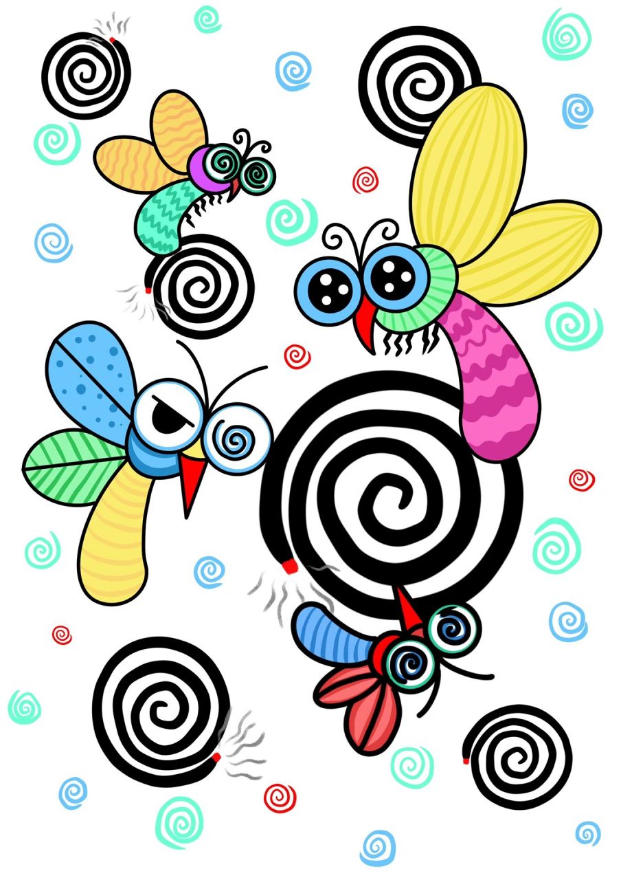 蚊子创意画,夏日灭蚊创意美术 儿童蚊子创意美术,蚊香灭蚊简笔画