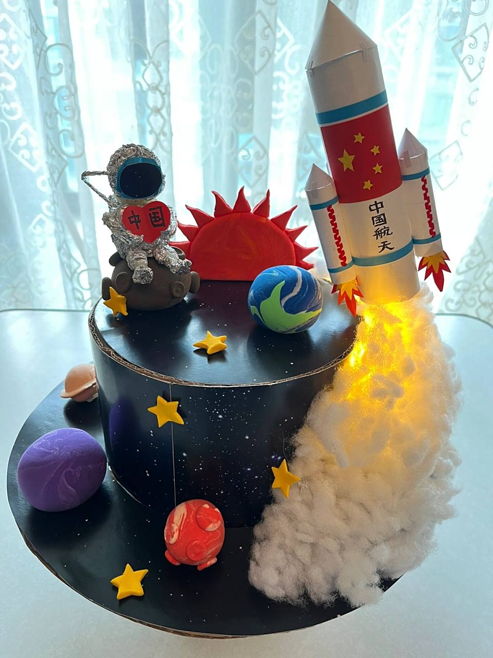 航天帽diy 小学一年生大外甥的手工作业,参考一些博主的作品再结合