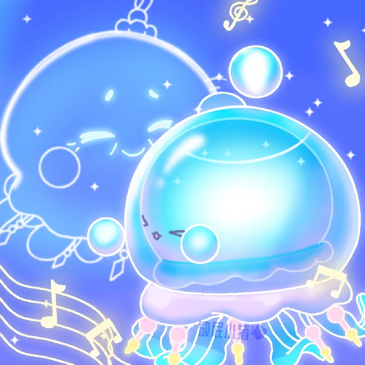 蛋仔头像‖水母莱莱 "我喜欢大海和蓝天,因为它们和外婆是同样的颜色.