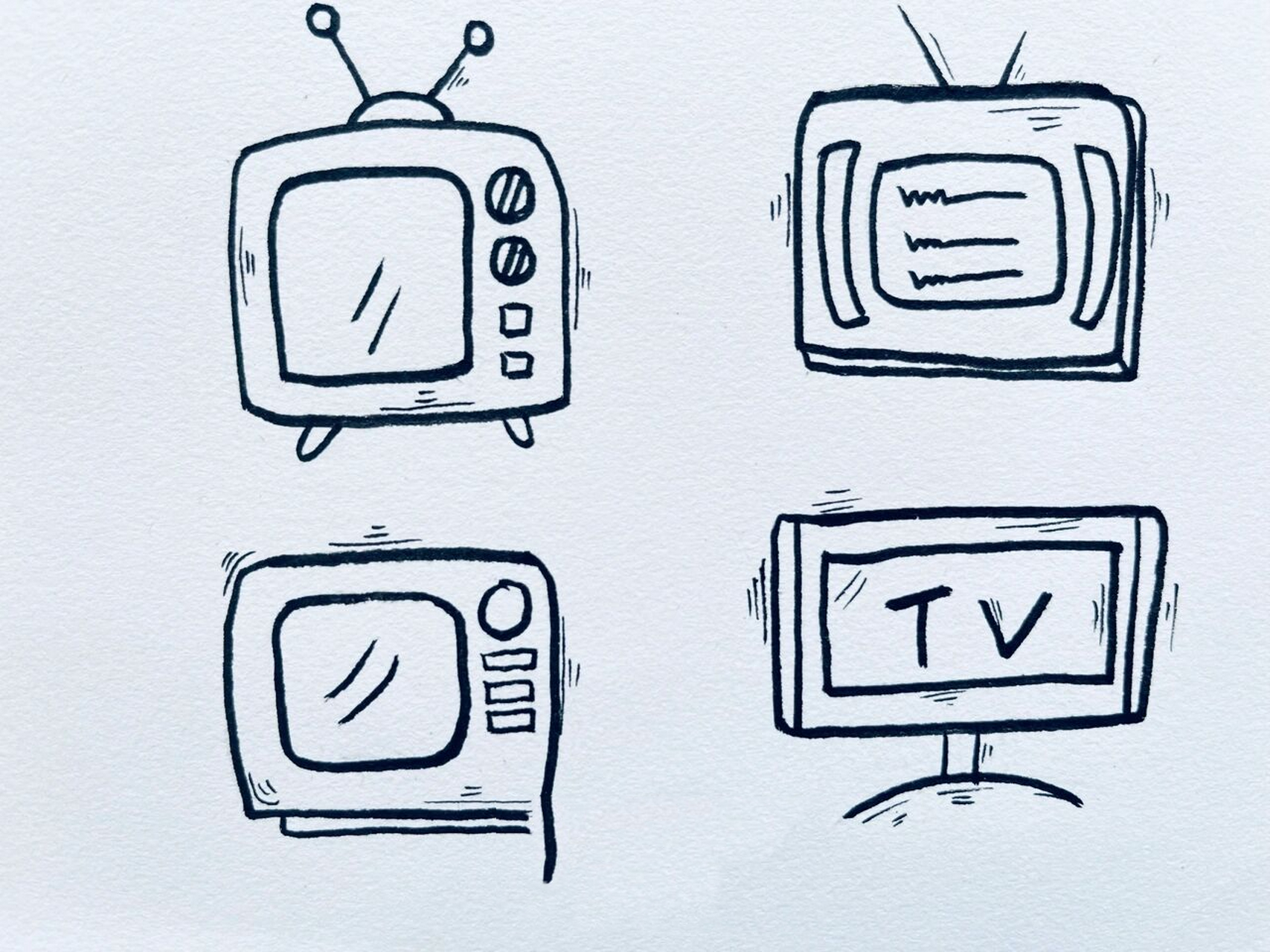 卡通电视机简笔画图片